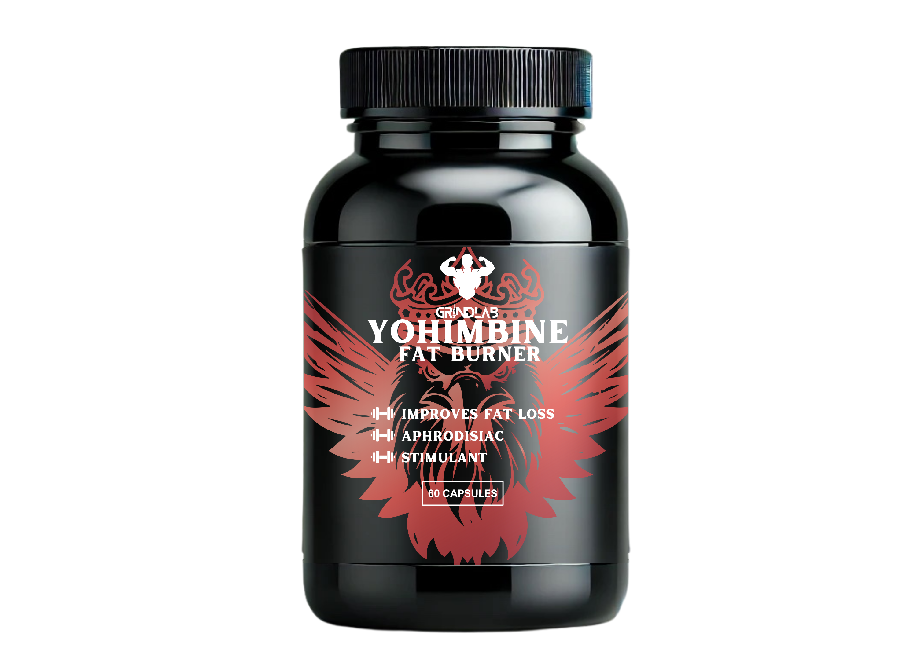 GrindLab Yohimbine Fat Burner – High Potency Thermogenic & Stimulant (60 Capsules)