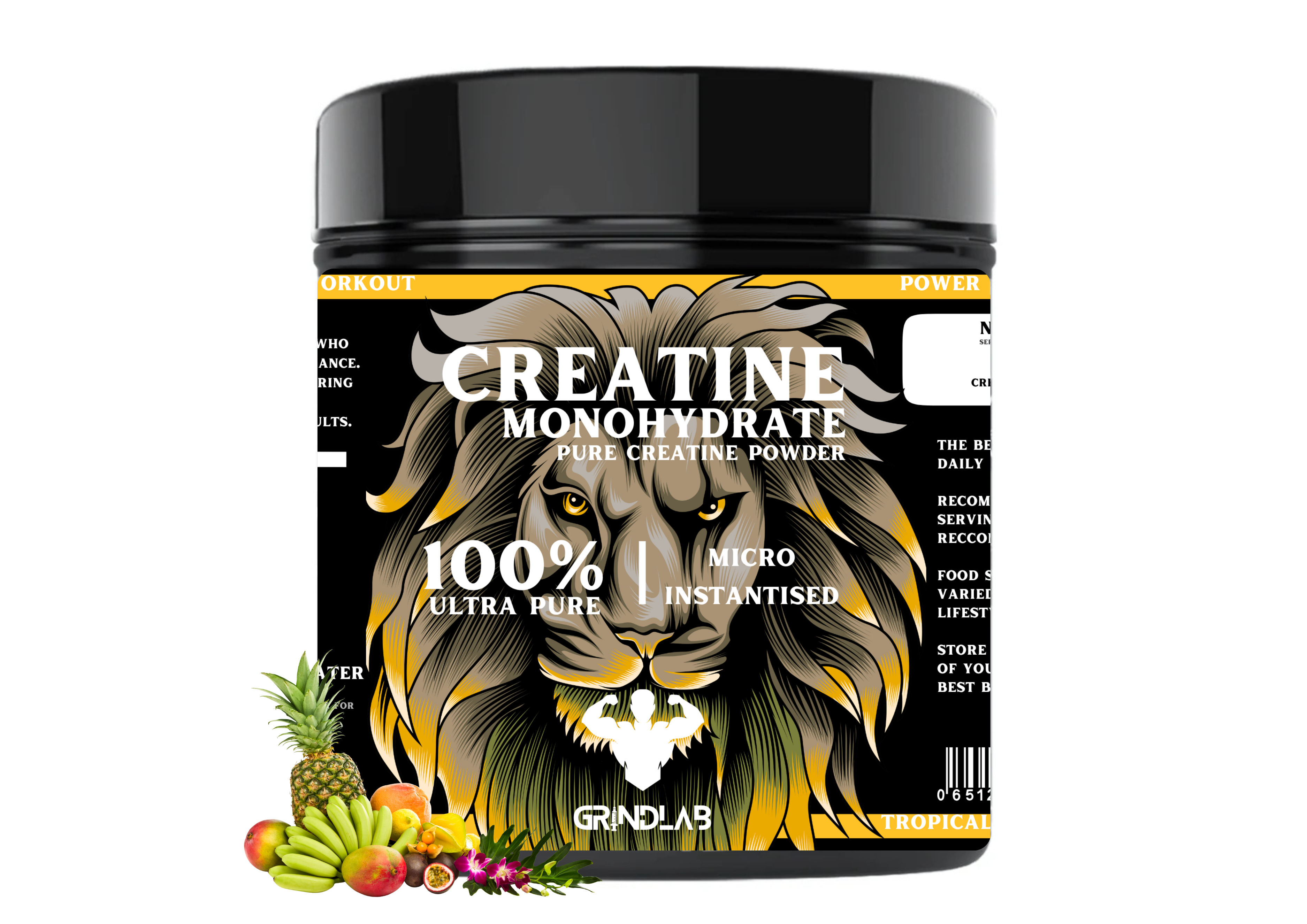 GrindLab Creatine Monohydrate –  100% Ultra Pure & Micro-Instantiated (Multiple Flavours) 250g