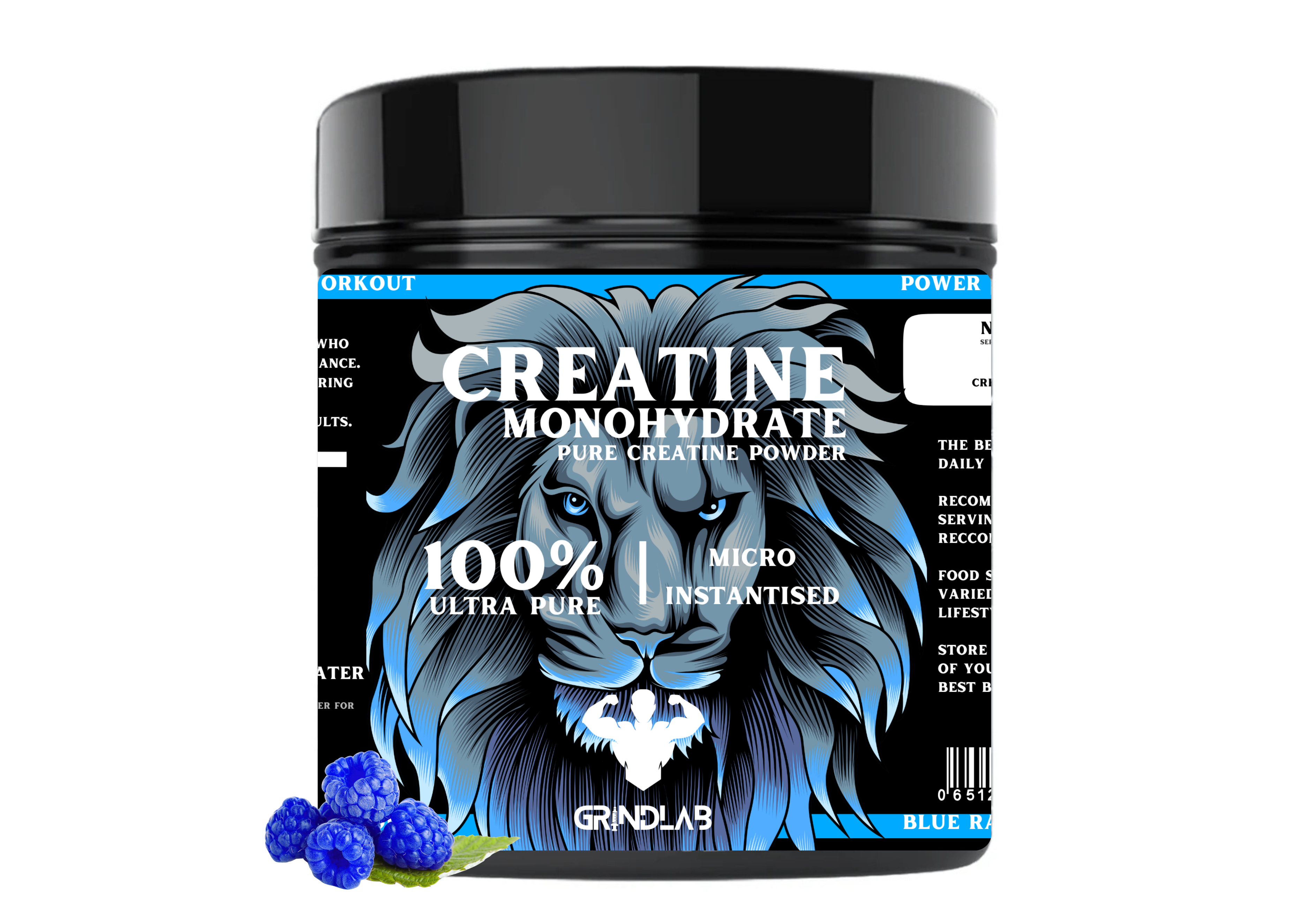 GrindLab Creatine Monohydrate –  100% Ultra Pure & Micro-Instantiated (Multiple Flavours) 250g