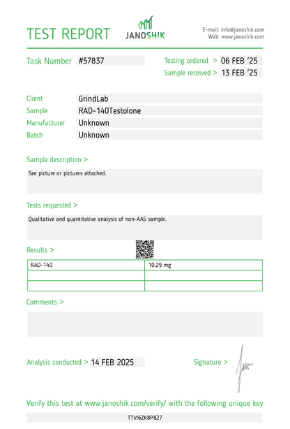 GrindLab RAD-140 (Testolone) - 10mg/ml, 30ml